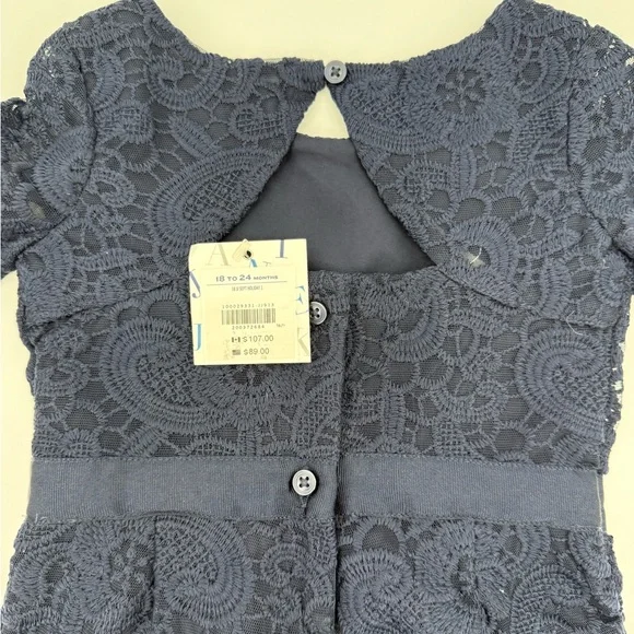 Jamie And Jack 18 JJ Sept Holiday 1 Navy Blue Lace Jumpsuit Size 18 - 24 Months - Picture 5 of 10